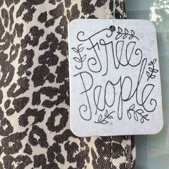 Free People Modern Femme Mini Skirt 2 Leopard Cheetah Print Animal Print Zipper - Picture 2 of 11